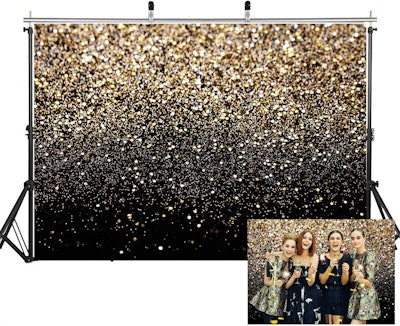 SJOLOON Black and Gold Backdrop Golden Spots Backdrop for glam holiday party