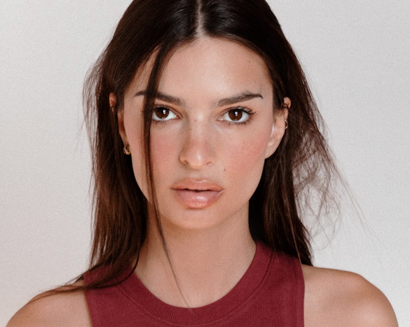 Emily Ratajkowski in red tank top