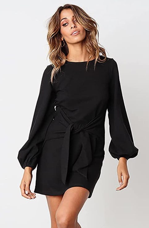 PRETTYGARDEN Elegant Long Lantern Sleeve Mini Dress