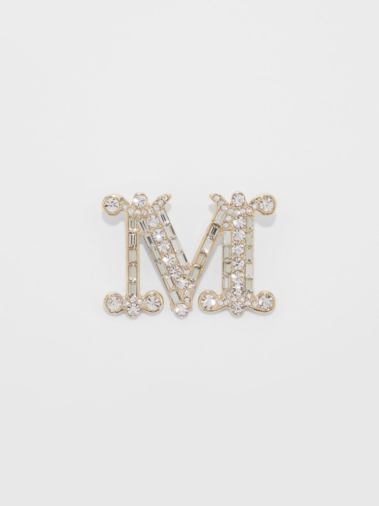 Monogram Brooch With Crystals