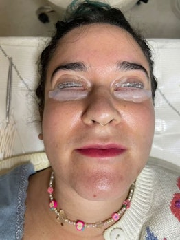 Woman getting an upper and lower lash lift