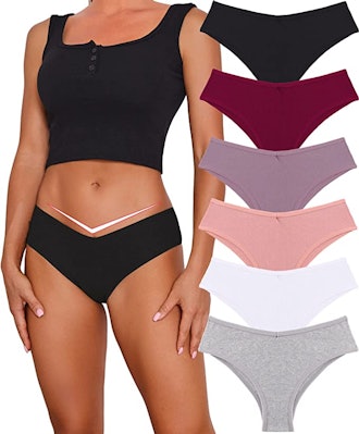 FINETOO 12 Pack Cotton Underwear for Women Cute Low Rise Bikini Panties  High Cut Breathable Sexy Hipster Womens Cheeky S-XL at  Women's  Clothing store