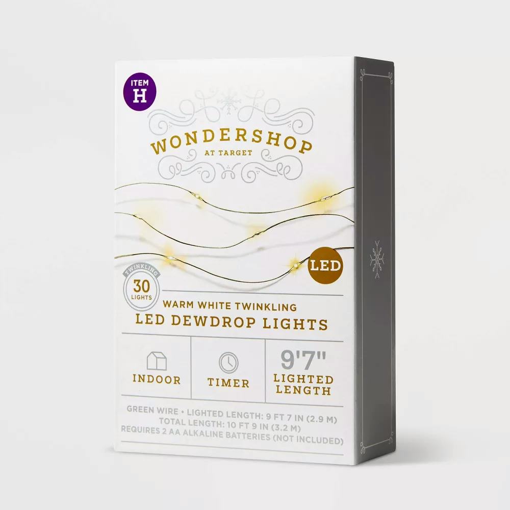 Target Wondershop Battery Operated LED Twinkling Dewdrop Fairy String Lights