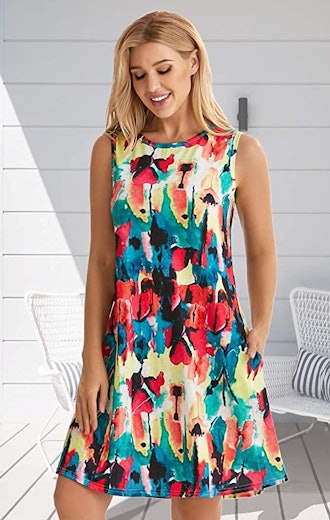 elescat Sleeveless T-Shirt Dress With Pockets