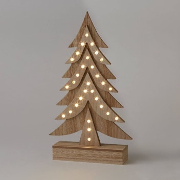 Decorative Battery Operated Pre-Lit Wood Christmas Tree