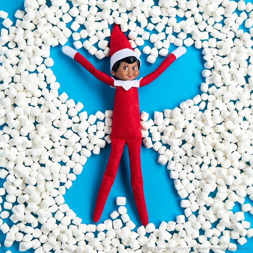 Another lazy Elf on the Shelf idea is to make an Elf snow angel out of marshmallows or confetti. 