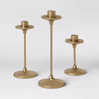 Target Threshold Tapers Cast Aluminum Candle Holder with Brass Finish Gold