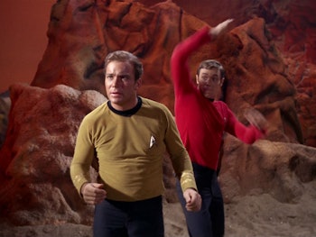 Kirk and Garrovick (Stephen Brooks) in the classic 'Star Trek' episode "Obsession."