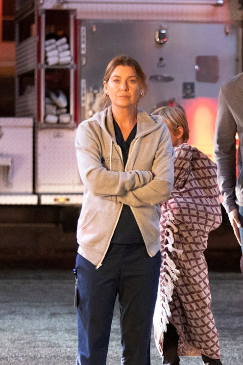 Meredith Grey (Ellen Pompeo) watching her house burn down in the 'Grey's Anatomy' Season 19 fall fin...