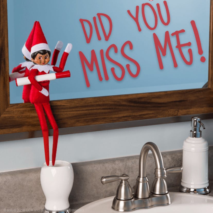 Elf on the Shelf wrote "did you miss me" on mirror