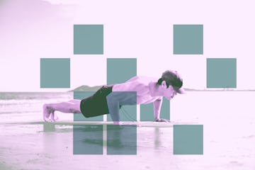 Man in a plank position.