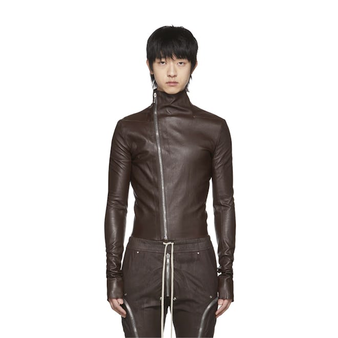 Rick Owens Burgundy Gary Leather Jacket