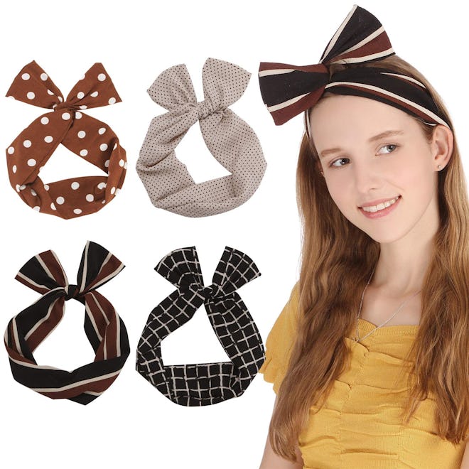 These cute and comfortable headbands feature a twist tie bow for the perfect fit.