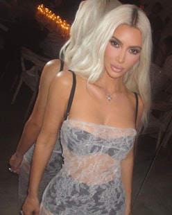 Kim Kardashian long french manicure