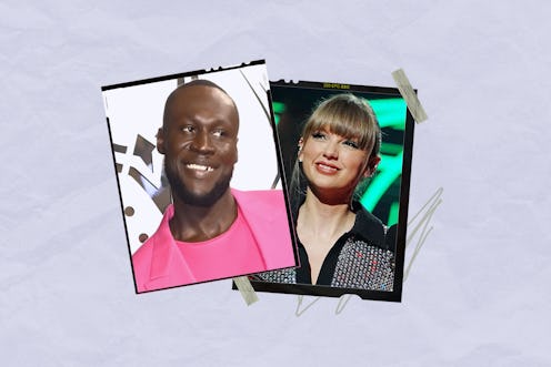 Stormzy at the 'Black Panther: Wakanda Forever' premiere in London, 2022, and Taylor Swift at the MT...