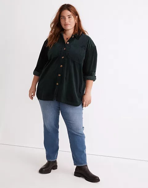 Plus Corduroy Kentwood Oversized Shirt-Jacket