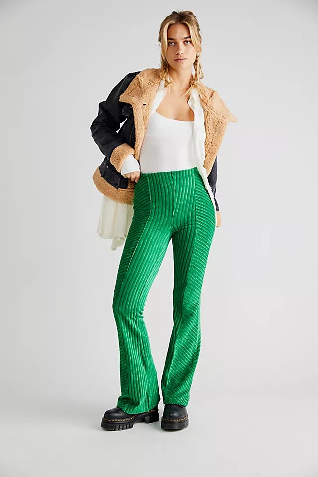 Slim Pull-On Velvet Flare Pants