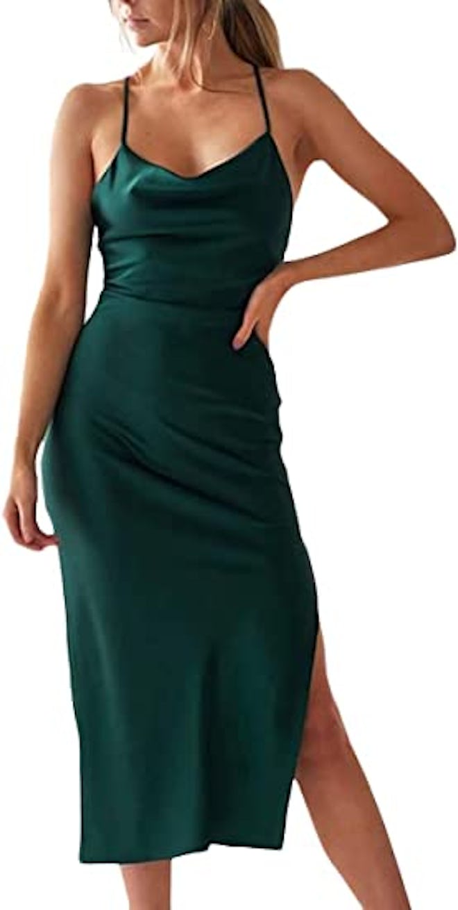 xxxiticat Sleeveless Spaghetti Strap Satin Dress