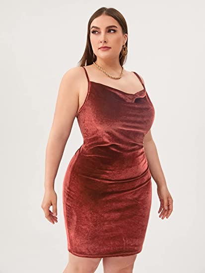 SOLY HUX Cowl Neck Velvet Dress