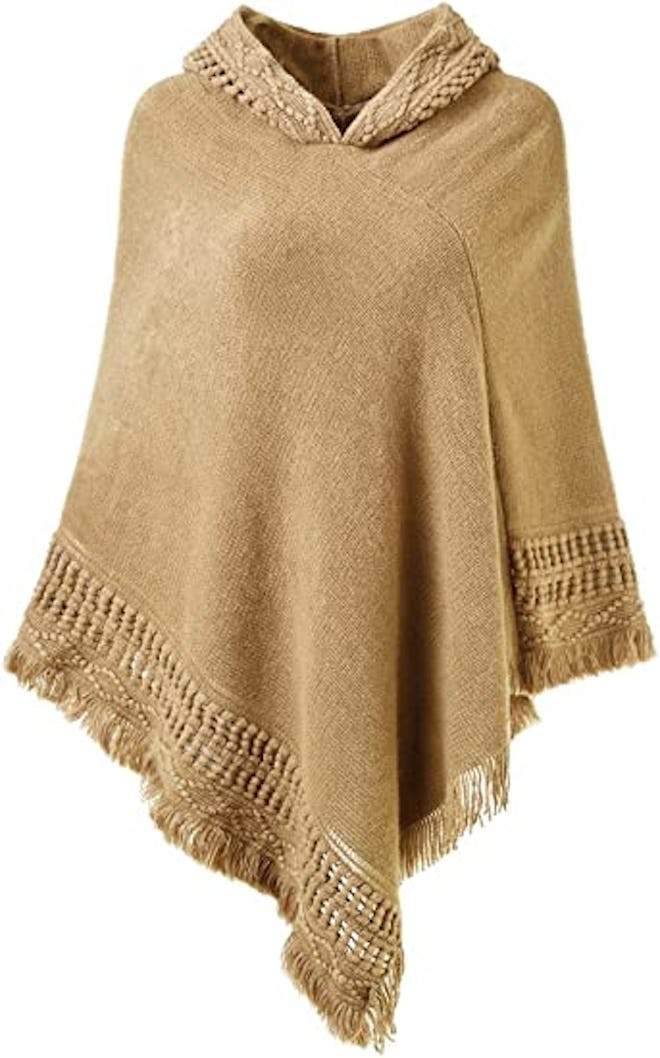 Ferand Hooded Cape with Fringed Hem