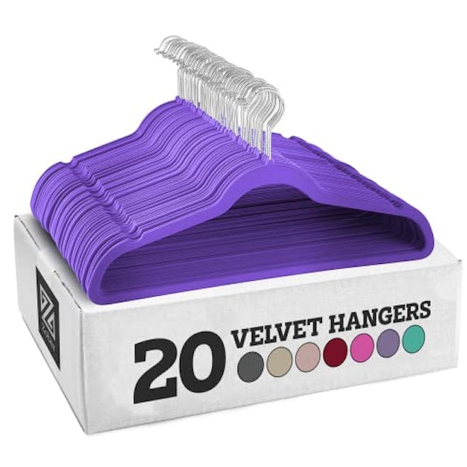 Zober Velvet Hangers Purple Felt Hangers (20-Pack)