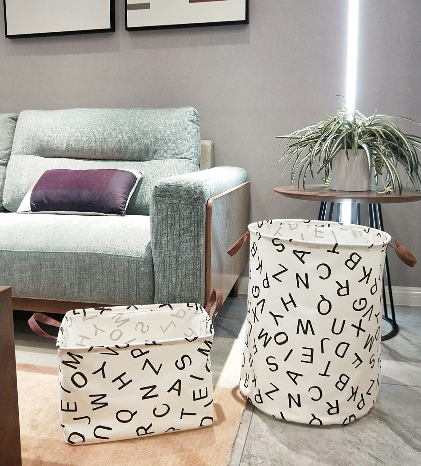 HIYAGON Collapsible Canvas Storage Baskets