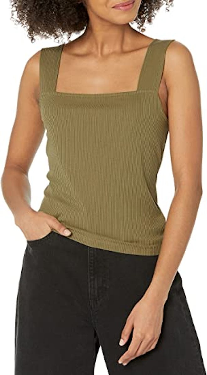 The Drop Jody Square Neck Ribbed Tank Top