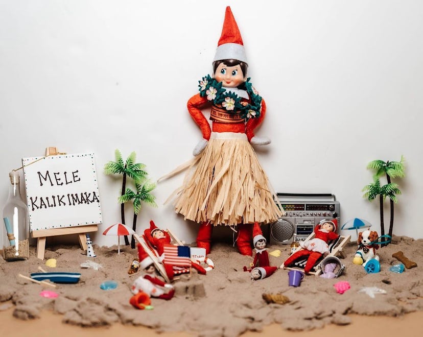 elf celebrating Christmas in hawai'i