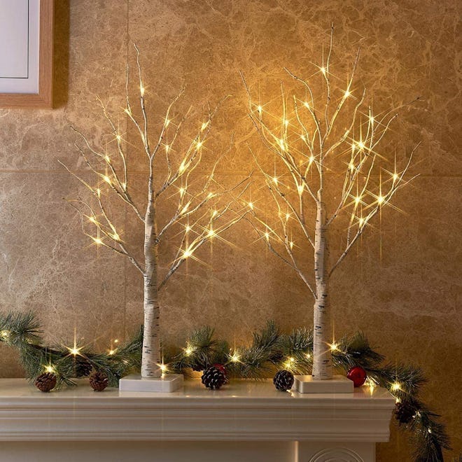 PEIDUO Warm White LED Birch Tree (2-Pack)