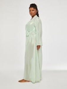 Dopamine dress for the holidays at home by wearing the Going Platinum Long Robe from Savage x Fenty