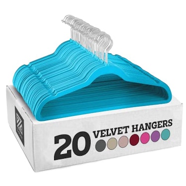 Zober Velvet Hangers 20 Pack - Turquoise Hangers for Coats, Pants & Dress Clothes - Non Slip Clothes...