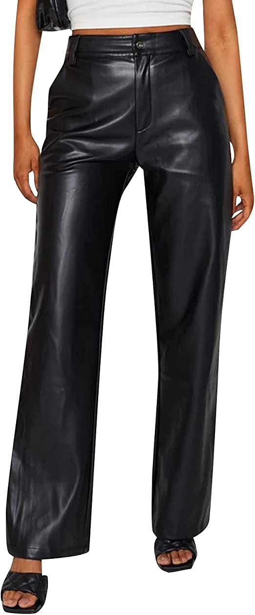 HEZIOWYUN Faux Leather Pants
