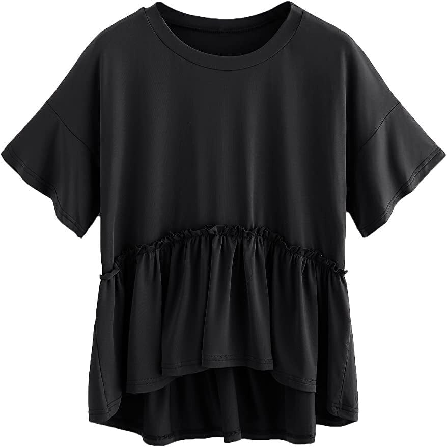 Romwe Loose Ruffle Hem Blouse