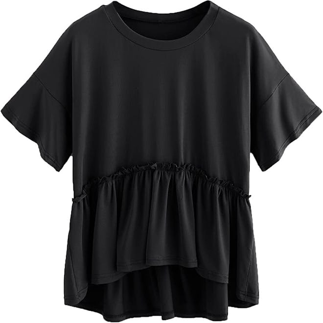 Romwe Loose Ruffle Hem Blouse