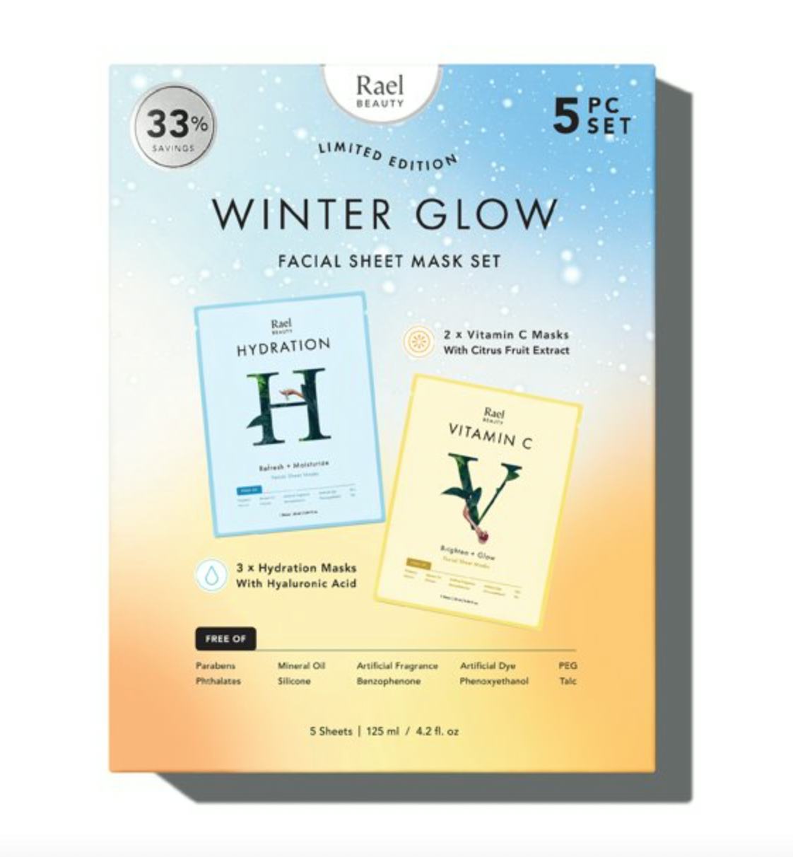 Rael Beauty Winter Glow Facial Sheet Mask Gift Set