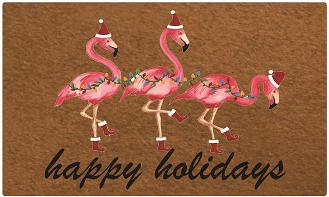 Christmas Flamingo Doormat