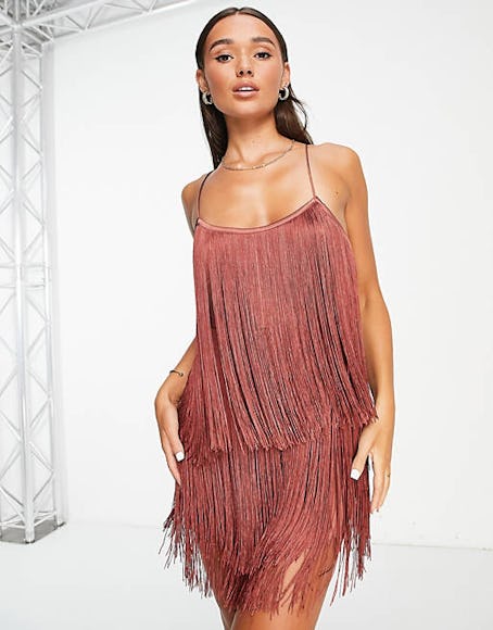 Dopamine dress for a NYE party by wearing Fringed Mini Dress from ASOS Design