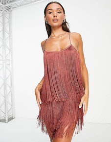 Dopamine dress for a NYE party by wearing Fringed Mini Dress from ASOS Design
