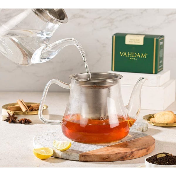 VAHDAM Glass Tea Pot with Infuser
