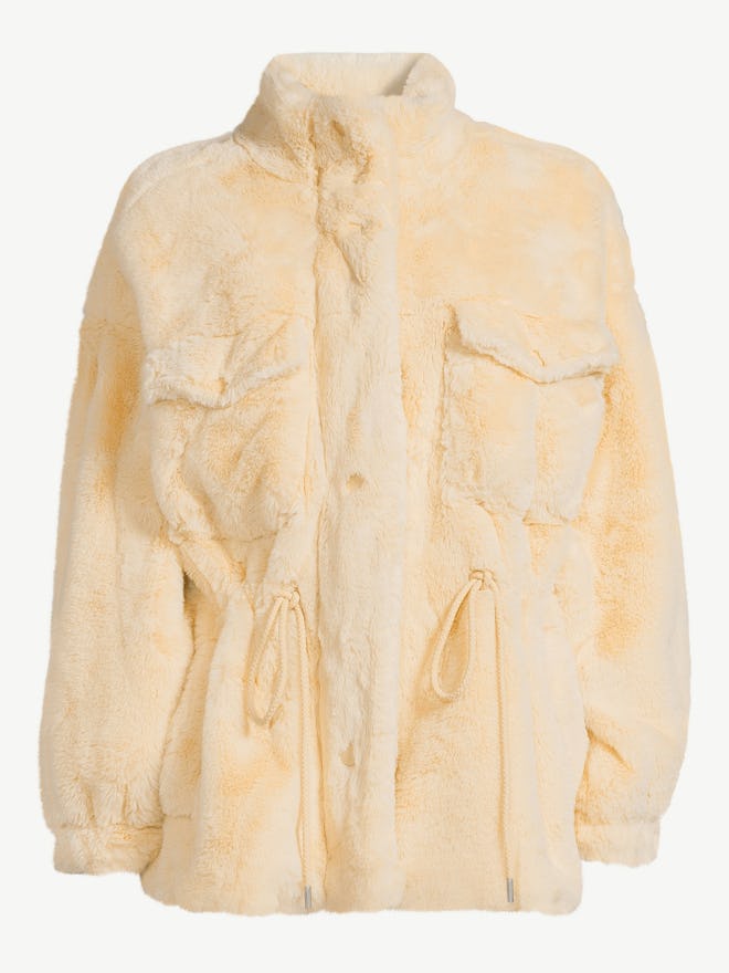 Faux Fur Oversized Jacket with Cinch Waist