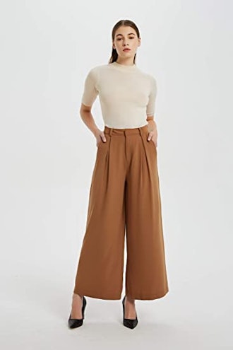 Tronjori High Waist Wide Leg Palazzo Trousers