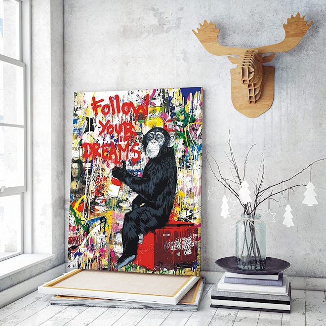 Banksy Monkey Street Graffiti Canvas Wall Art