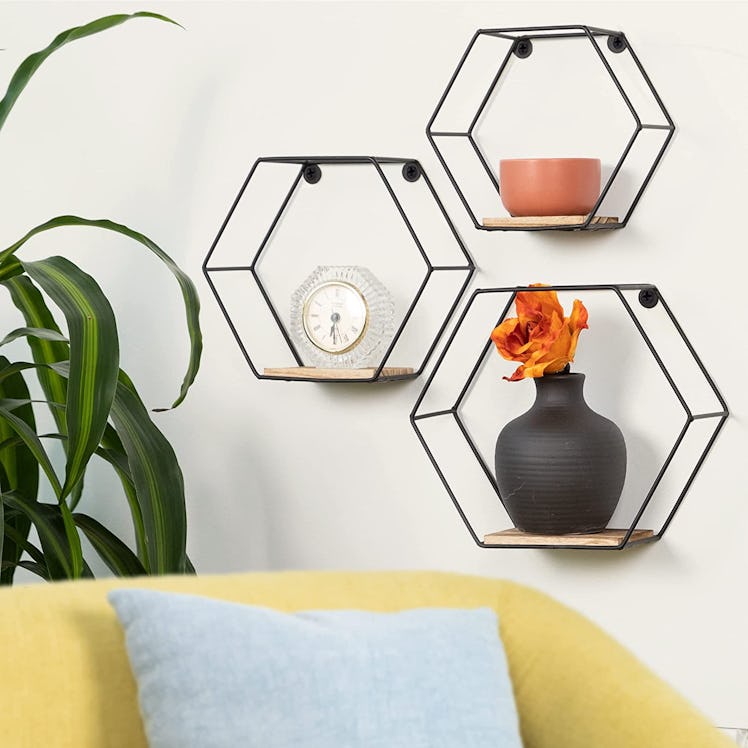 Greenco Geometric Floating Shelves (Set of 3)