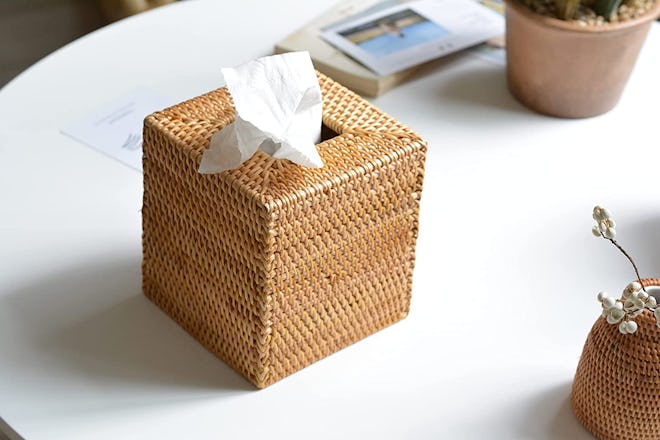 YANGQIHOME Rattan Square Tissue Box Cover