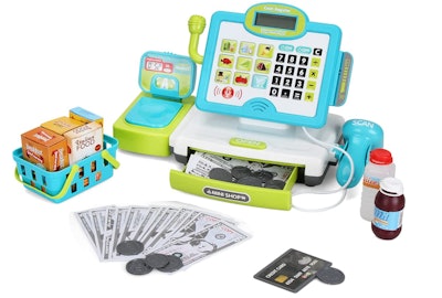 FS Store Pretend Play Calculator Cash Register Toy is one of the best gifts for 4-year-olds.