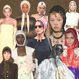 A collage of celebs and models alike wearing bonnets, the hottest new accesory