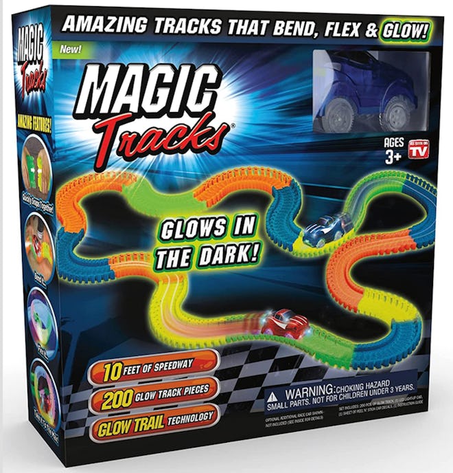 The Ontel Magic Tracks Glow-In-The-Dark Flexible Track With LED Light-Up Race Car is one of the best...