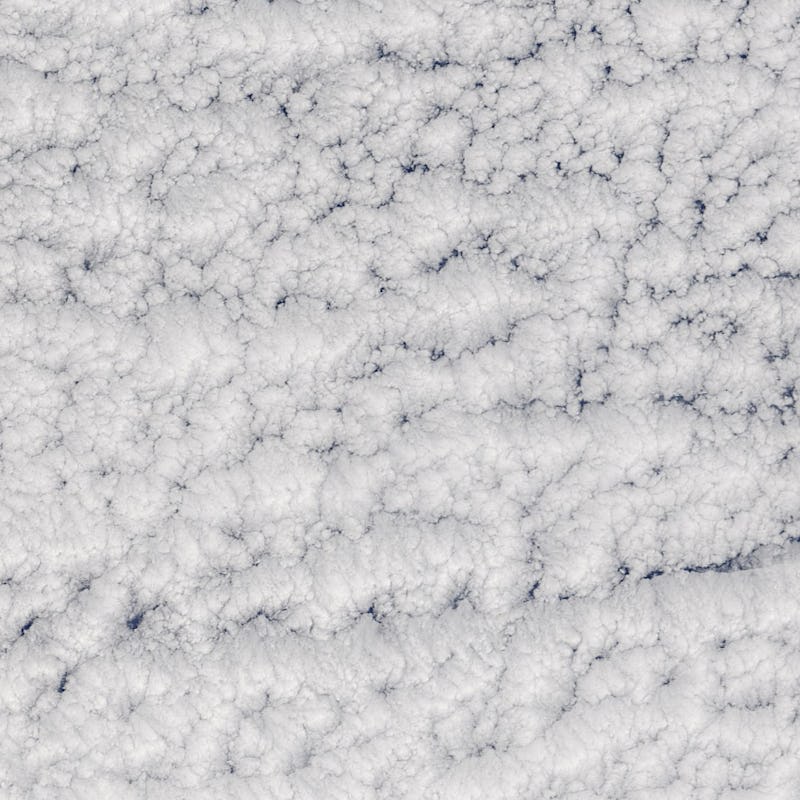 Fluffy white clouds with a pebbly texture