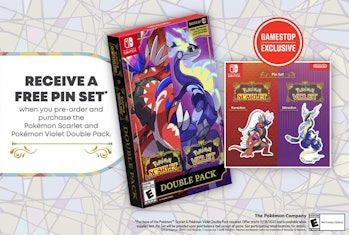 Pokémon Scarlet and Violet pin set GameStop ad
