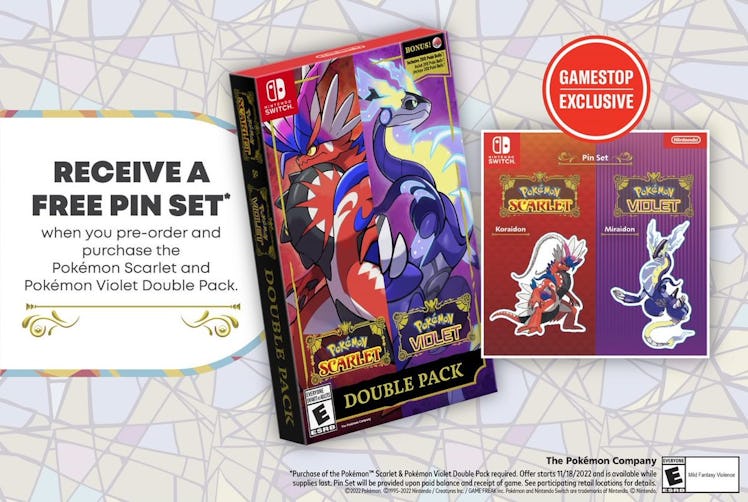 Pokémon Scarlet and Violet pin set GameStop ad